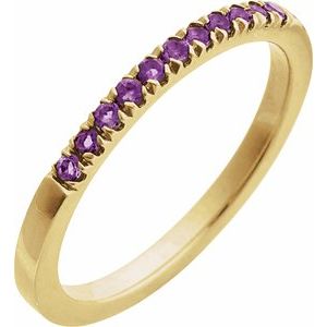 14K Yellow Natural Amethyst Stackable Ring-Round-1.5 Mm