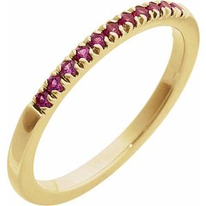 14K Yellow Natural Ruby Stackable Ring-Round-1.5 Mm