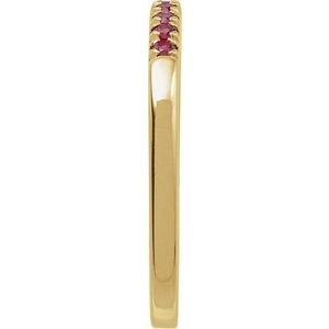 14K Yellow Natural Ruby Stackable Ring-Round-1.5 Mm