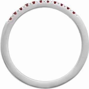 14K White Natural Mozambique Garnet Stackable Ring-Round-1.5 Mm