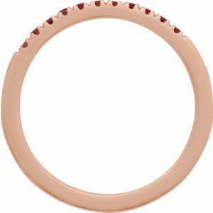 14K Rose Natural Mozambique Garnet Stackable Ring-Round-1.5 Mm