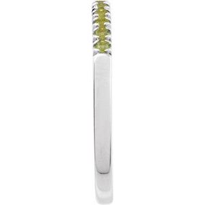 14K White Natural Peridot Stackable Ring-Round-1.5 Mm
