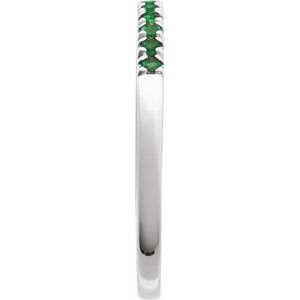 14K White Lab-Grown Emerald Stackable Ring-Round-1.5 Mm