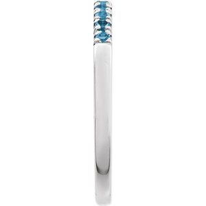 14K White Natural London Blue Topaz Stackable Ring-Round-1.5 Mm
