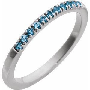 14K White Natural London Blue Topaz Stackable Ring-Round-1.5 Mm