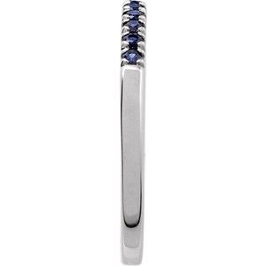 14K White Lab-Grown Blue Sapphire Stackable Ring-Round-1.5 Mm