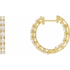 14K Yellow 2 5/8 CTW Natural Diamond Inside-Outside 20.6 mm Hoop Earrings-Oval-20.67 Mm