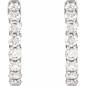 14K White 2 1/5 CTW Lab-Grown Diamond Inside-Outside 19.7 mm Hoop Earrings-Round-19.7 Mm