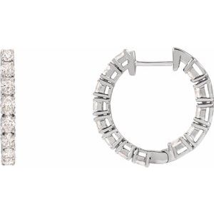 14K White 2 5/8 CTW Natural Diamond Inside-Outside 20.6 mm Hoop Earrings-Oval-20.67 Mm