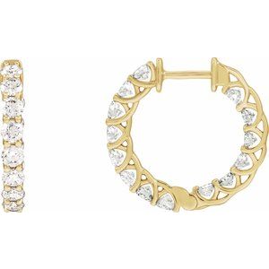 14K Yellow 2 1/5 CTW Natural Diamond Inside-Outside 19.7 mm Hoop Earrings-Round-19.7 Mm