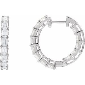 14K White 3 CTW Natural Diamond Inside-Outside 21.2 mm Hoop Earrings-Emerald-21.2 Mm