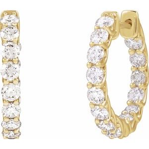 14K Yellow 2 1/5 CTW Natural Diamond Inside-Outside 19.7 mm Hoop Earrings-Round-19.7 Mm