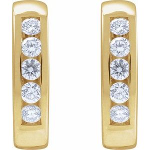 14K Yellow 1/3 CTW Natural Diamond 14 mm Hinged Hoop Earrings-Round-14 Mm