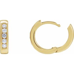 14K Yellow 1/3 CTW Natural Diamond 14 mm Hinged Hoop Earrings-Round-14 Mm