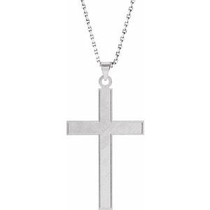 14K White 21.5x12 mm Cross 18" Necklace-18 In-Polished