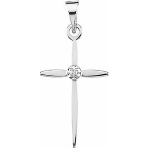 14K White .005 CT Natural Diamond Cross Pendant-Natural Diamond-1Mm :: Accent Ct