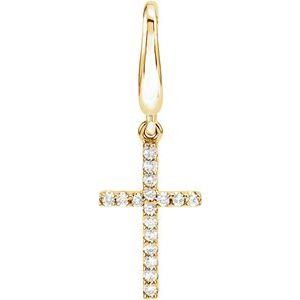 14K Yellow .08 CTW Natural Diamond Cross Charm-Natural Diamond-1Mm :: 0.08 Ctw