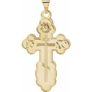 14K Yellow 32x21 mm Orthodox Cross Pendant-Polished