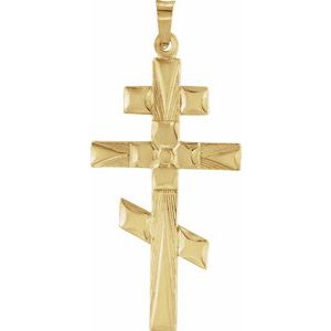 14K Yellow 32x18 mm Orthodox Cross Pendant-Polished