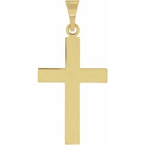 14K Yellow 18 x 12 mm Cross Pendant-Polished