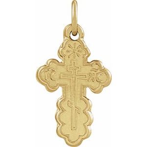 14K Yellow 12x8 mm Orthodox Cross Pendant-Polished