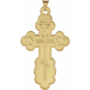 14K Yellow 40x26 mm Orthodox Cross Pendant-Polished