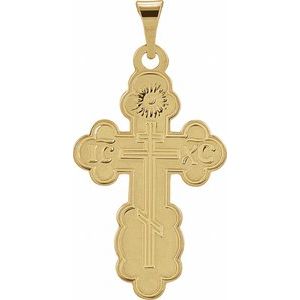 14K Yellow 19x13 mm Orthodox Cross Pendant-Polished