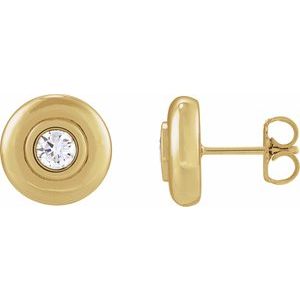 14K Yellow 1/2 CTW Lab-Grown Diamond Puffed Stud Earrings-Pair-4.1Mm :: 1/2 Ctw