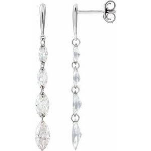 14K White 1 1/2 CTW Lab-Grown Diamond Drilled Diamond Earrings-6.8 X 3.5 Mm-14K White