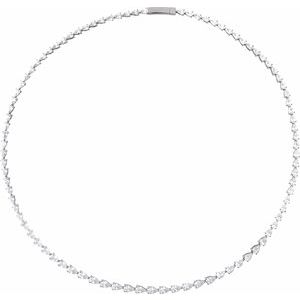 14K White 10 CTW Lab-Grown Diamond Line 16" Necklace-Lab-Grown Diamond-4.7 X 3.1Mm :: 10 Ctw