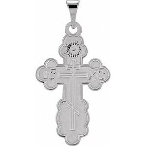 14K White 19x13 mm Orthodox Cross Pendant-Polished