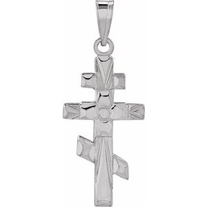 14K White 20x10 mm Orthodox Cross Pendant-Polished