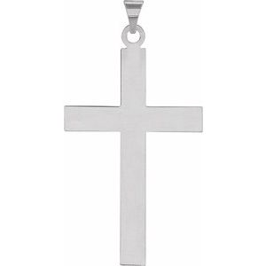 14K White 39 x 25 mm Cross Pendant-Polished