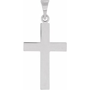 14K White 18 x 12 mm Cross Pendant-Polished