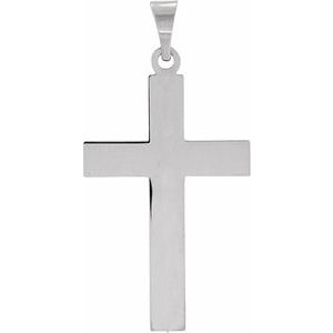 14K White 22 x 14 mm Cross Pendant-Polished
