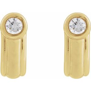 14K Yellow 1/5 CTW Natural Diamond Solitaire J Hoop Earrings-4.2 Mm-Natural Diamond
