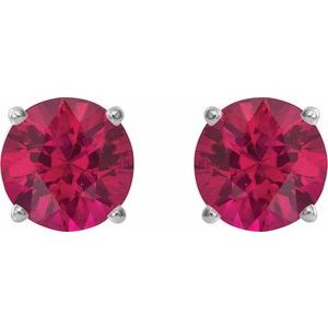 14K White 5 mm Natural Ruby Earrings-Pair-5 Mm