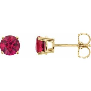 14K Yellow 5 mm Natural Ruby Earrings-Pair-5 Mm