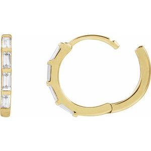 14K Yellow 1/3 CTW Lab-Grown Diamond Hoop Earrings-Straight Baguette-13.34 Mm