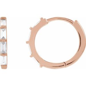 14K Rose 1/3 CTW Lab-Grown Diamond Hoop Earrings-Straight Baguette-13.34 Mm