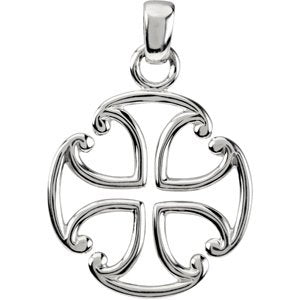 Sterling Silver 39x27 mm Maltese Cross-Polished