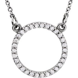 14K White 1/8 CTW Natural Diamond Circle 16" Necklace-Natural Diamond-13 X 13 Mm