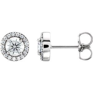 14K White 1/2 CTW Natural Diamond Halo-Style Earrings-4 Mm-14K White