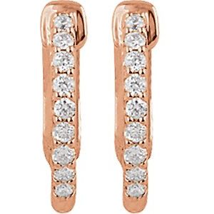 14K Rose 1/4 CTW Natural Diamond Inside-Outside 14.5 mm Hinged Hoop Earrings-Round-14.5 Mm