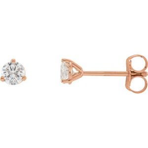 14K Rose 1/3 CTW Natural Diamond Stud Earrings-Pair-3.4Mm :: 1/3 Ctw