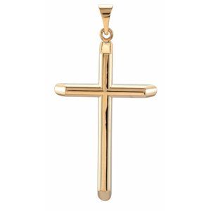 14K Yellow 39.25x22 mm Unadorned Cross Pendant-Polished