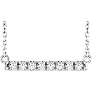 14K White 1/8 CTW Lab-Grown Diamond French-Set Bar 18" Necklace-Lab-Grown Diamond-1.7Mm :: 1/8 Ctw