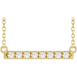 14K Yellow 1/8 CTW Lab-Grown Diamond French-Set Bar 18" Necklace-Lab-Grown Diamond-1.7Mm :: 1/8 Ctw