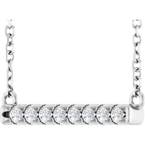 14K White 1/8 CTW Lab-Grown Diamond French-Set Bar 18" Necklace-Lab-Grown Diamond-1.7Mm :: 1/8 Ctw