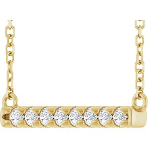 14K Yellow 1/8 CTW Lab-Grown Diamond French-Set Bar 18" Necklace-Lab-Grown Diamond-1.7Mm :: 1/8 Ctw